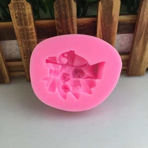 Pink silicone peony and fish flower mold for handmade aromatherapy and soap making