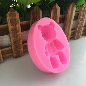 Cute teddy bear shaped pink silicone mold for DIY candles, soap and fondant baking