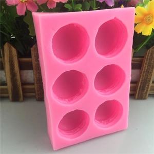 Pink 6-cavity 3D silicone macaron mold for baking and DIY handmade soap crafting