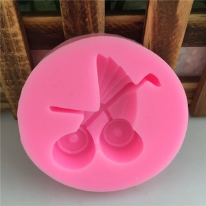 Pink silicone baby stroller fondant mold for cake decorating and DIY baking crafts