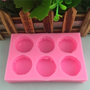 6-cavity pink silicone macaron mold for DIY handmade soap and 3D baking crafts