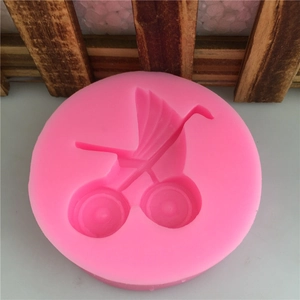Pink silicone baby stroller fondant mold for cake decorating and DIY baking crafts