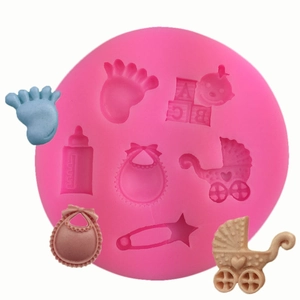 Baby Theme Silicone Fondant Mold Circular Pink 3D Relief Cake Decorating Tool For Chocolate Baking DIY Kitchen Craft
