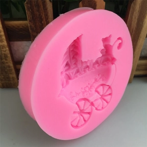 Moule en silicone rose en forme de poussette pour décoration de gâteaux fondant