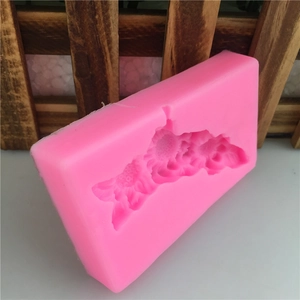 Pink 3-hole sunflower silicone fondant cake mold for professional DIY baking decorating