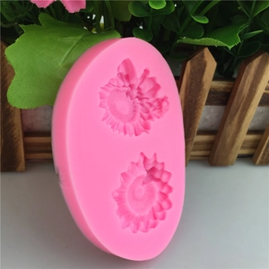 Pink silicone sunflower mold for fondant cake decorating and DIY floral crafts