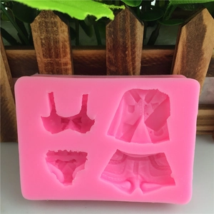 Pink silicone bikini and clothing shaped mold for fondant and chocolate DIY baking