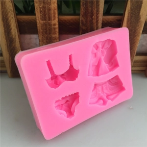 Pink silicone bikini and clothing shaped fondant mold for creative cake baking decoration