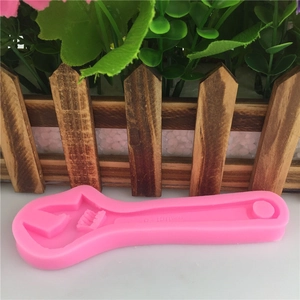 Pink silicone wrench shaped mold for DIY fondant cake decoration and handmade crafts