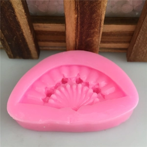 Pink fan-shaped silicone mold for fondant cake decorating and DIY baking tools