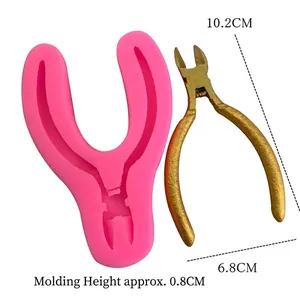 Pink silicone pliers mold for DIY fondant and resin crafts with 10.2cm dimensions