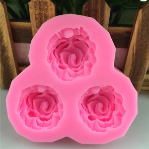 Rosa 3-Loch Rosen Silikonform für Fondant und DIY Tortendekoration Backzubehör