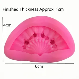 Pink fan shape silicone fondant mold 6cm width for DIY cake baking and sugarcraft