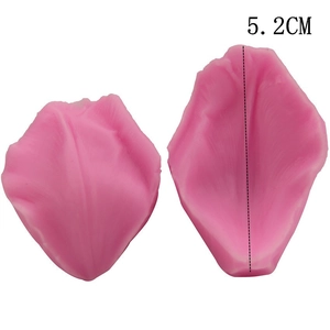 Close-up of pink silicone leaf petal mold set with 5.2cm height and realistic vein texture