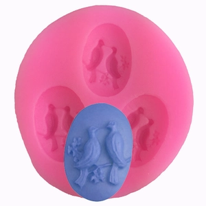 Double Bird Branch Relief Silicone Fondant Mold Chocolate Cake Decoration Tool DIY Baking Crafts Pink Silicone Mold