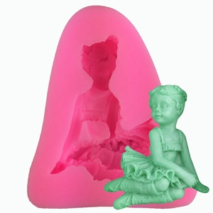 3D Ballerina Girl Silicone Mold For Cake Decorating Fondant Chocolate Baking Mold Pink Flexible Resin Soap Gypsum Mold