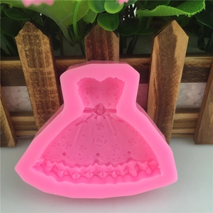 Pink silicone mold for 3D wedding dress and floral cake decorations and soaps