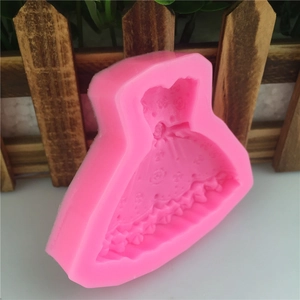 Pink silicone wedding dress cake mold for fondant baking and handmade soap crafts