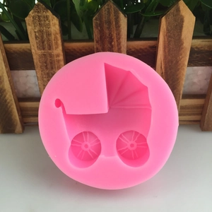 Pink silicone baby stroller mold for fondant and chocolate DIY cake decoration