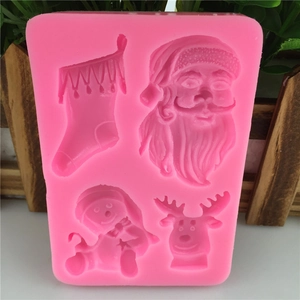 Moule de Noël en silicone pour fondant avec Père Noël, bonhomme de neige et renne