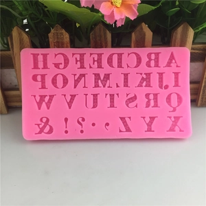 Pink silicone mold featuring A-Z uppercase letters for DIY fondant and chocolate baking