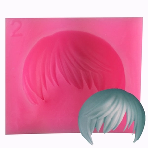 Short Hairstyle Silicone Mold For DIY Fondant Cake Decoration Chocolate Soap Clay Craft Making Pink Hairstyle Baking Tool