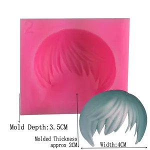 Pink silicone hair style mold for fondant cake decorating with detailed dimensions