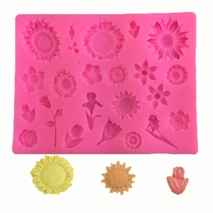 Multi Flower Silicone Fondant Mold Sunflower Rose Tulip Daisy Pattern DIY Baking Tool For Cake Decoration Chocolate Candy Mold