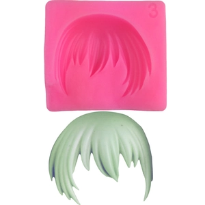 Moule en Silicone Style Anime Cheveux Courts pour Fondant Chocolat Gâteau DIY Artisanat Outil de Cuisson Rose
