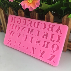 Pink silicone DIY alphabet mold with uppercase A-Z letters for cake and chocolate decorating