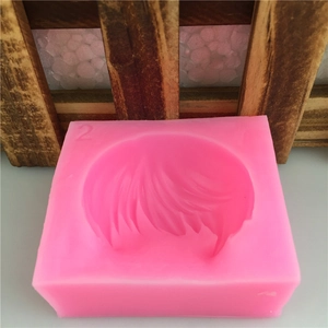 Pink silicone mold for short hair styling and fondant cake decoration with texture