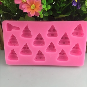 Pink silicone poo emoji mold for DIY baking and candy with thirteen varied facial expressions