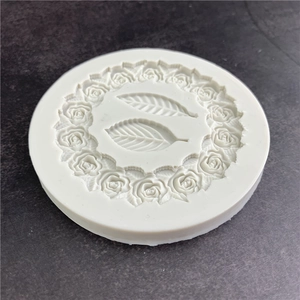 Silicone mold with rose wreath and leaf pattern for cake decoration and chocolate crafting