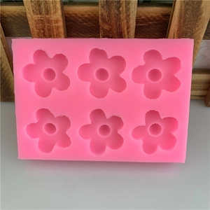 6-cavity pink 5-petal flower silicone mold for chocolate fondant and DIY resin crafts