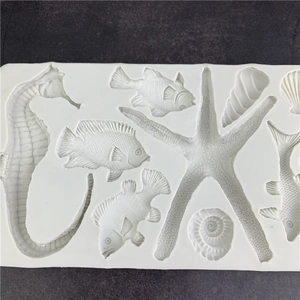 Starfish and sea horse silicone mold for ocean themed fondant cake decorating and baking