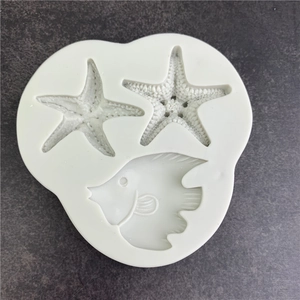 Moule en silicone étoile de mer et poisson tropical pour décoration de gâteau et chocolat