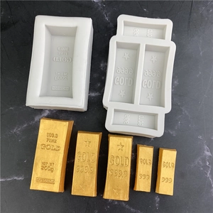 Gold Bar Shape Silicone Mold For Bullion Fondant Cake Chocolate Epoxy Resin DIY Crafting Tool Versatile Baking Supplies Grey