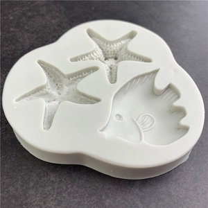 Moule en silicone motif étoile de mer et poisson tropical pour décoration de gâteau