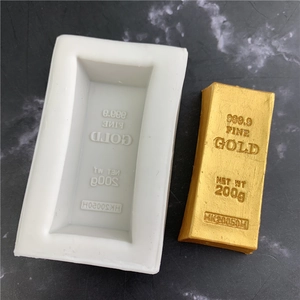 Silicone gold bar mold with 999.9 Fine Gold relief for soap, resin and baking crafts