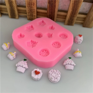 Miniature cupcake silicone mold with 10 cavities for DIY cake fondant and resin craft