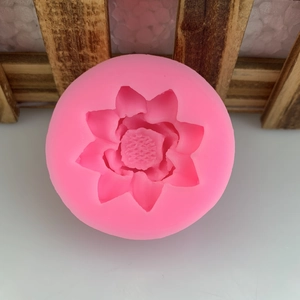 Pink lotus flower shaped silicone mold for DIY cake decoration and handmade soap crafting