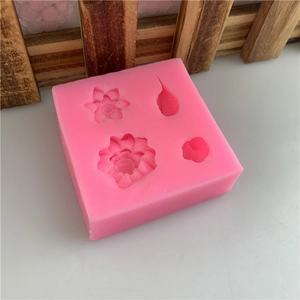 Pink silicone lotus and koi mold for fondant cake decorating and baking crafts