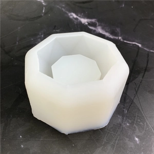 Octagon geometric silicone mold for DIY succulent pots and resin crafts on marble