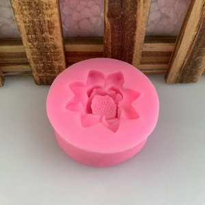 Pink lotus flower silicone mold for DIY handmade soap, candles, and cake decorating