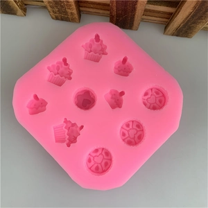 Pink heart cake and mini dessert silicone mold with 9 cavities for DIY fondant and resin crafts