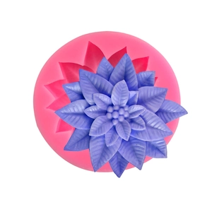 Poinsettia Holly Leaf Silicone Mold 3D Flower Pattern For DIY Fondant Chocolate Cake Decorating Soap Candle Resin Pink