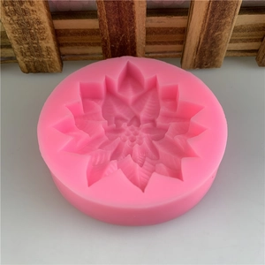 Pink silicone poinsettia flower fondant mold for DIY cake decoration and clay crafting