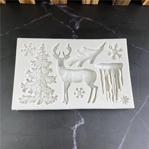Christmas silicone mold with elk, cedar, and icicle shapes for DIY baking decorations