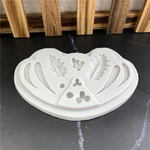 White holly leaf and berry silicone mold for chocolate fondant baking and DIY craft