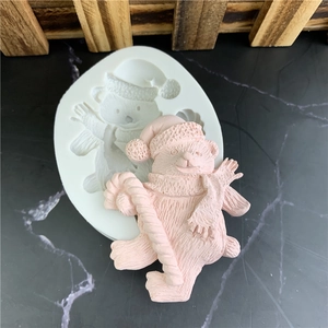 Silikonform Weihnachtsbär für Fondant und Schokolade mit Mütze und Schal Design